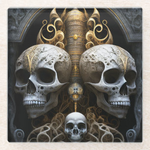 Skulls Gothic Horror Goth Surreal Art Glasuntersetzer