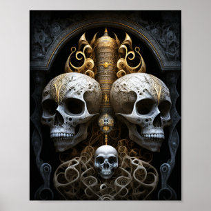 Skulls Gothic Horror Goth Surreal Art Poster