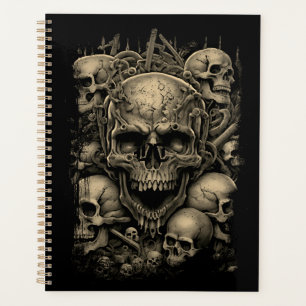 Skulls Gruppierung Beige auf schwarz-gotisch Beäng Planer