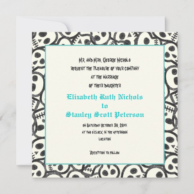 Skulls Halloween Hochzeitseinladung Einladung (Vorderseite)