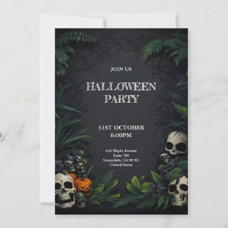 Skulls Halloween-Party mit dunklem Hintergrund Einladung