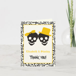 Skulls Halloween schwarz-gelbe Hochzeit Danke