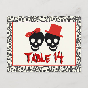 Skulls Halloween-Tischnummer Postkarte