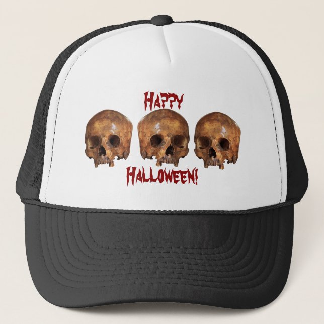 Skulls Halloween Truckerkappe (Vorderseite)