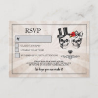 Skulls Hochzeit RSVP Skull Rose Rustikale Karten
