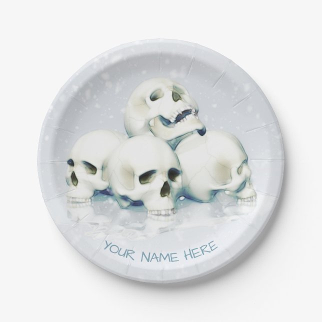 Skulls in the snow. Personalized Pappteller (Vorderseite)