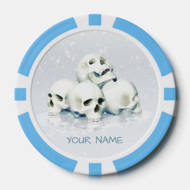 Skulls in the snow. Personalized Pokerchips (Vorderseite)