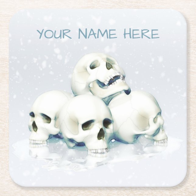 Skulls in the snow. Personalized Rechteckiger Pappuntersetzer (Vorderseite)