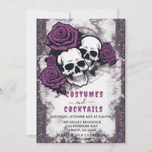 Skulls Lila Rose Halloween-Party Einladung