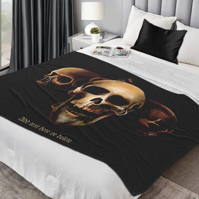 Skulls Mensch Schwarz Fleecedecke (Von Creator hochgeladen)