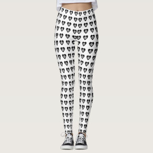 Skulls mit schwarzen Herzen Muster Halloween Leggings