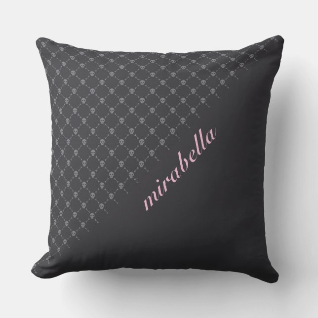 Skulls Muster Mit Monogramm Throw Kissen (Vorderseite)