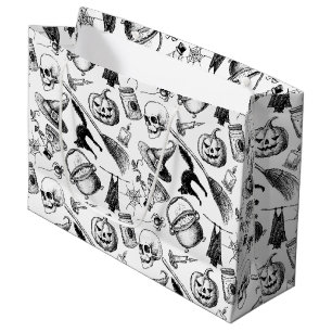 Skulls Pumpkins Broomsticks Bats Halloween Große Geschenktüte