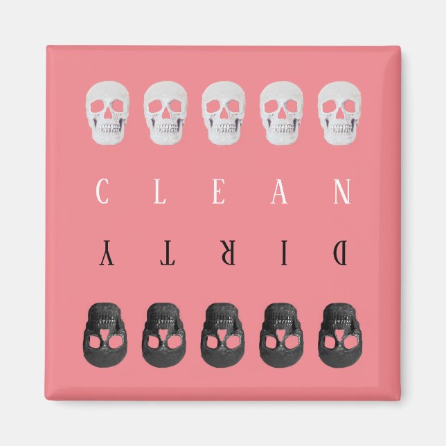 Skulls reinigen Dirty Pink Cool Gothic Geschirrspü Magnet (Vorne)