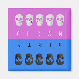 Skulls reinigen dreckige Lila Blue Fun Reversible  Magnet