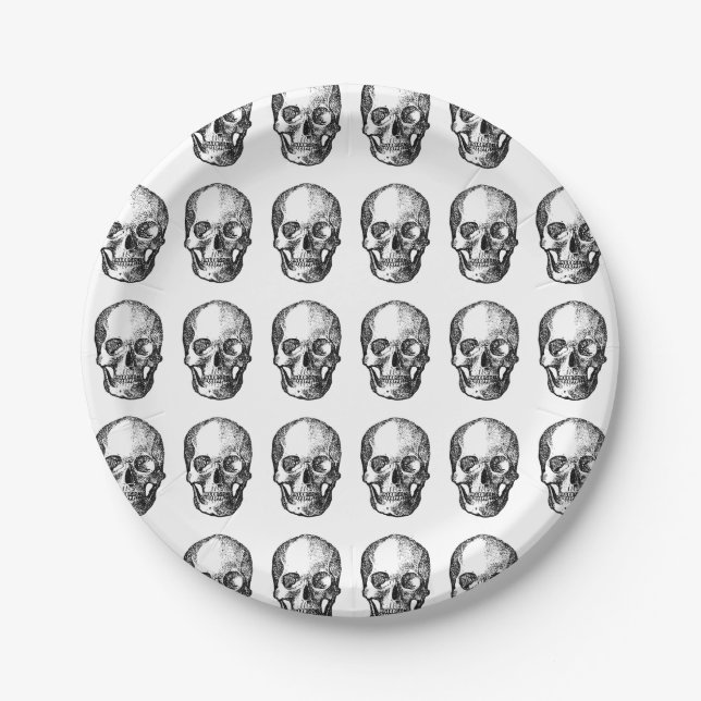 Skulls RIP 20s Sonniges 30stes Halloween Goth Gebu Pappteller (Vorderseite)