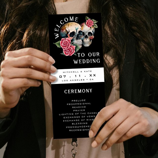 Skulls & Rose Black Wedding Programm (Skulls & Roses Black Wedding Program
)