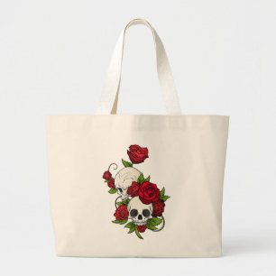 Skulls Rose Día de Muertos Jumbo Stoffbeutel
