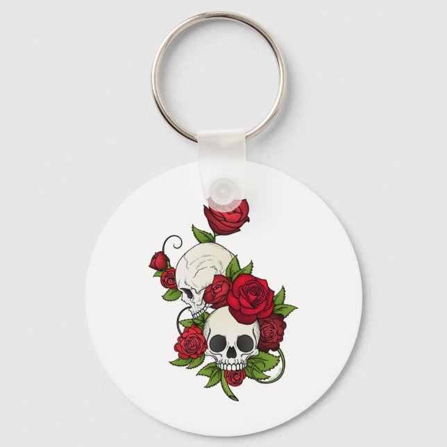 Skulls Rose Día de Muertos Schlüsselanhänger (Vorderseite)