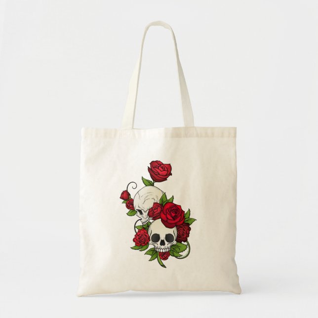 Skulls Rose Día de Muertos Tragetasche (Vorne)