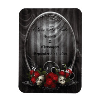 Skulls & Rose Gothic Save the Date Hochzeitsmagnet Magnet