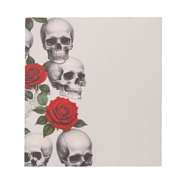 Skulls-Rose Notepad Notizblock (Vorderseite)