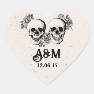 Skulls Rustikale Vintag Scroll Rose Aufkleber Etik