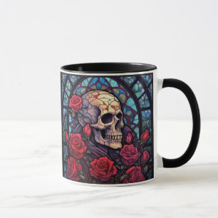 Skulls schauen nach draußen Tasse des Kaffees