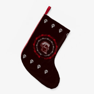 Skulls Schwarz & Weiß/Grau/Rot 2 Kleiner Weihnachtsstrumpf