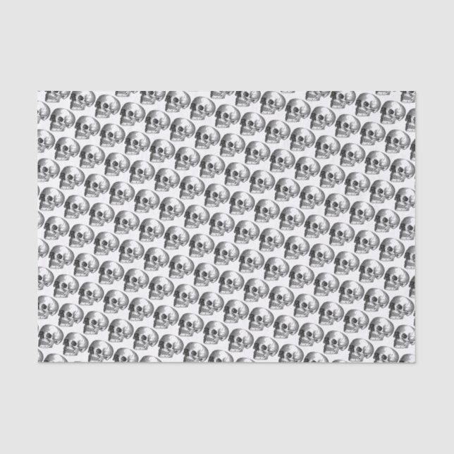 Skulls Schwarz & Weiß Horror Geschenkpapier Seidenpapier (Vorderseite)