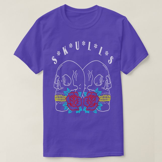 Skulls Skelettknochen Blume T - Shirt (Design vorne)