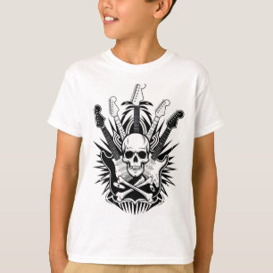 Skulls und Gitarrendesign T-Shirt