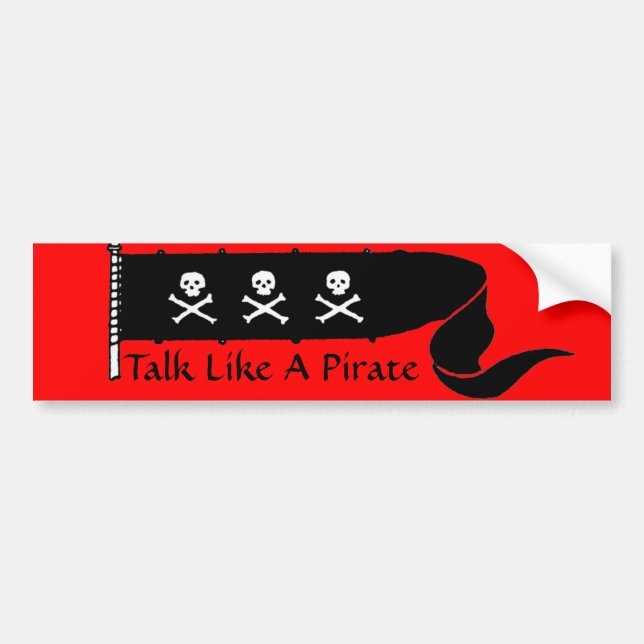 SKULLS UND KREUZELN ROTE SCHWARZE PIRATFLAGE AUTOAUFKLEBER (Vorne)