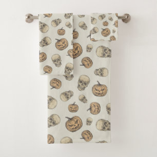 Skulls und Kürbis Halloween Muster Badhandtuch Set