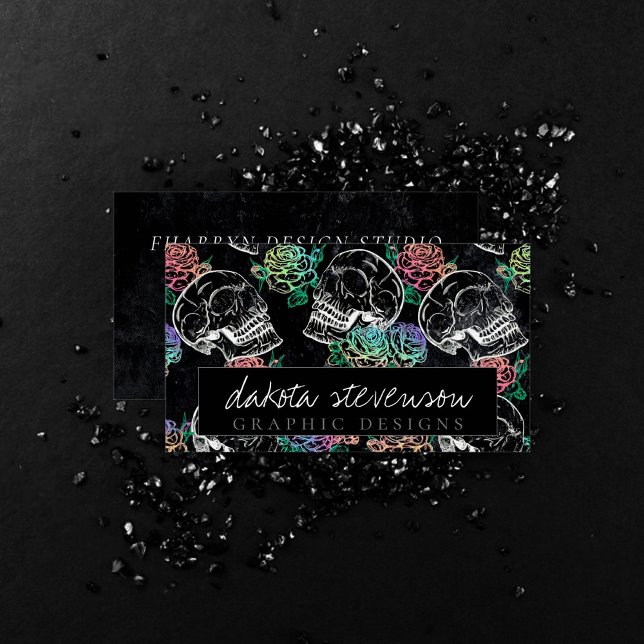 Skulls und Ombre Rose | Gothic Glam Branding Visitenkarte (Von Creator hochgeladen)