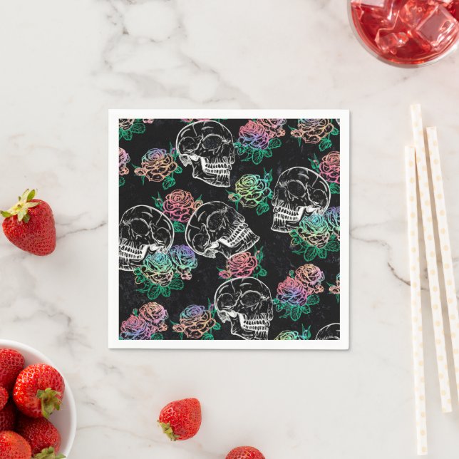 Skulls und Ombre Rose | Gothic Glam Pastel Grunge Serviette (Beispiel)