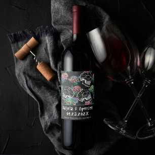 Skulls und Ombre Rose   Gothic Pastel Danke Weinetikett