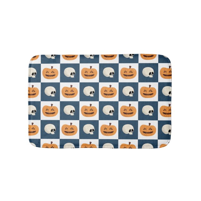 Skulls und Pumpkins Karos Badematte (Vorderseite)
