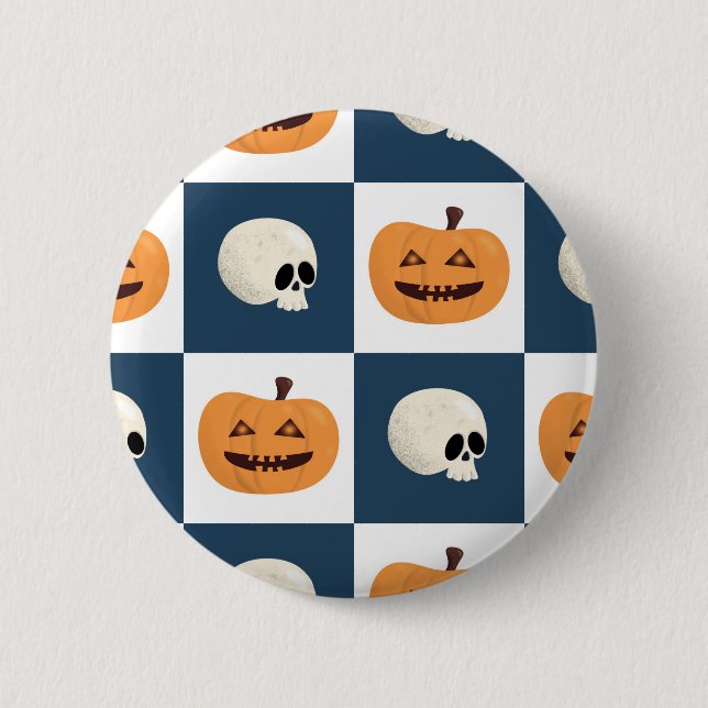 Skulls und Pumpkins Karos Button (Vorderseite)