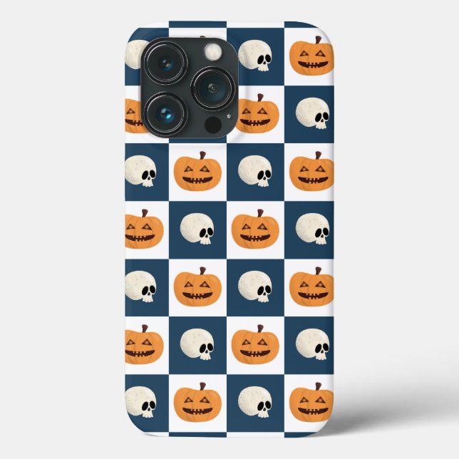 Skulls und Pumpkins Karos Case-Mate iPhone Hülle (Rückseite)