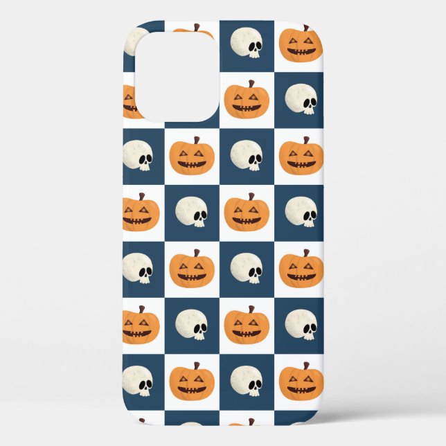 Skulls und Pumpkins Karos Case-Mate iPhone Hülle (Rückseite)