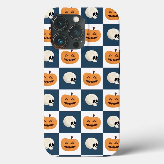 Skulls und Pumpkins Karos Case-Mate iPhone Hülle (Rückseite)