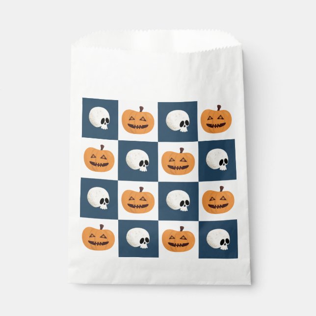 Skulls und Pumpkins Karos Geschenktütchen (Vorderseite)
