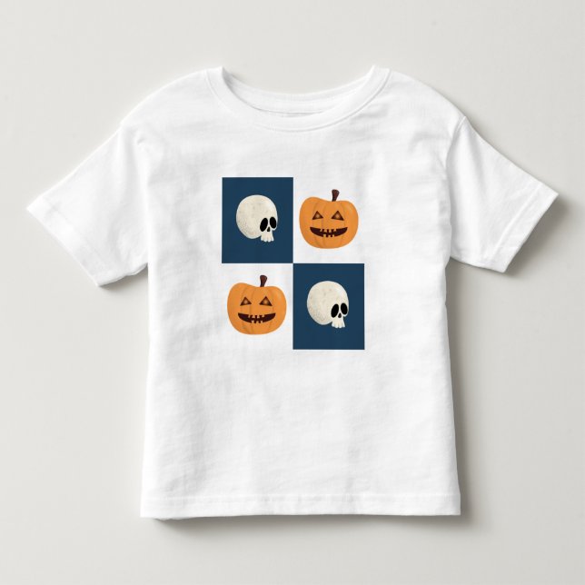 Skulls und Pumpkins Karos Kleinkind T-shirt (Vorderseite)