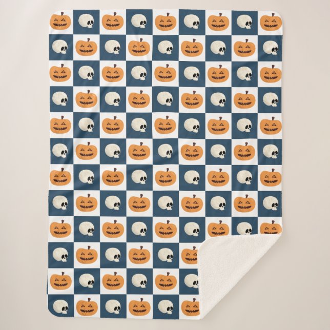 Skulls und Pumpkins Karos Sherpadecke (Vorderseite)