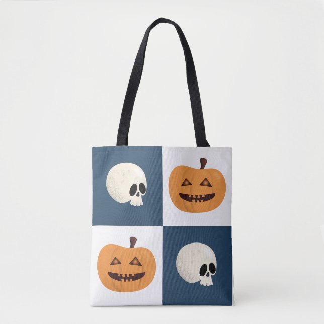 Skulls und Pumpkins Karos Tasche (Vorderseite)