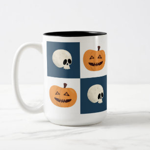 Skulls und Pumpkins Karos Zweifarbige Tasse