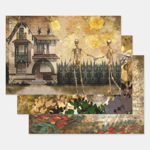 Skulls und Raven Creepy Geschenkpapier Set