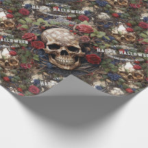 Skulls und Rose Blauer Blumengotik Halloween