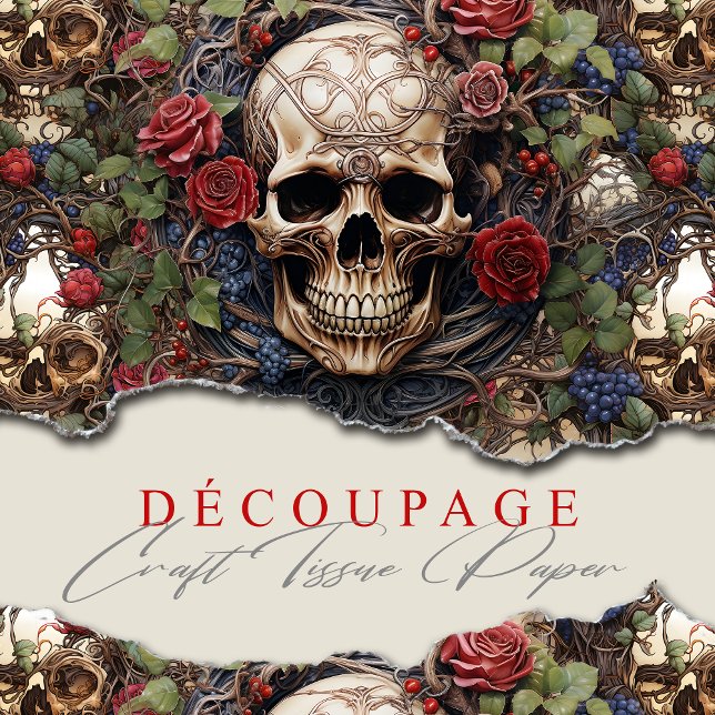 Skulls und Rose Blauer Blumengotik Seidenpapier (Von Creator hochgeladen)
